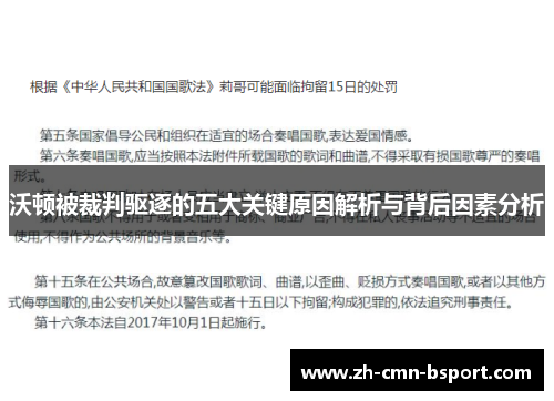 沃顿被裁判驱逐的五大关键原因解析与背后因素分析